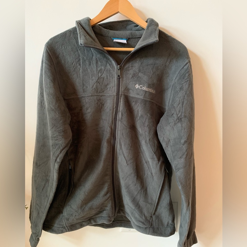 Columbia Fleece Full Zip Grey Fleece Jacket Long Sleeve Black Men’s Medium